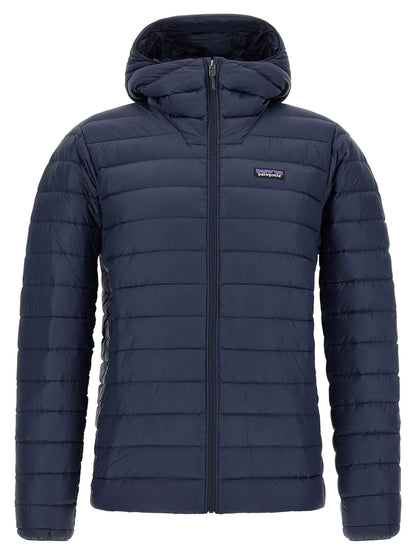 Blue Nylon Full-Length Jacket