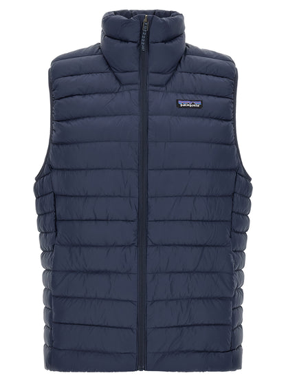 Blue Nylon Sleeveless Jacket