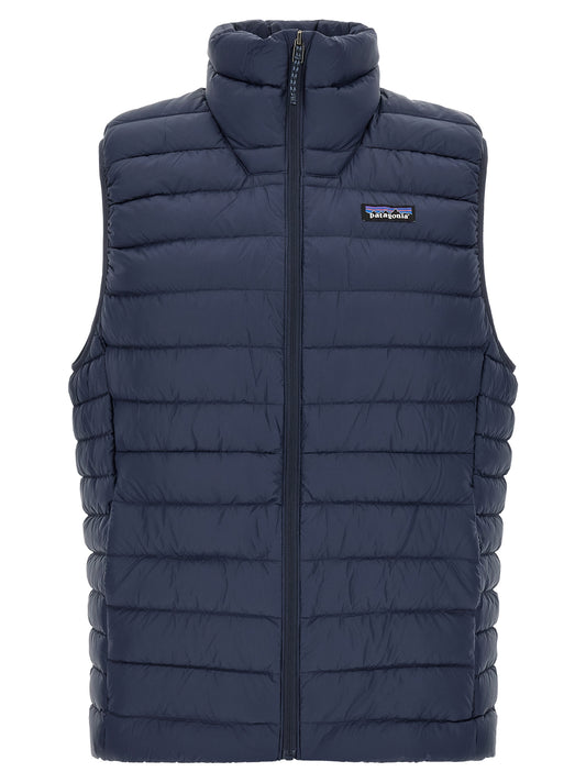 Blue Nylon Sleeveless Jacket