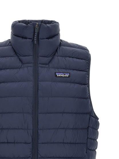 Blue Nylon Sleeveless Jacket