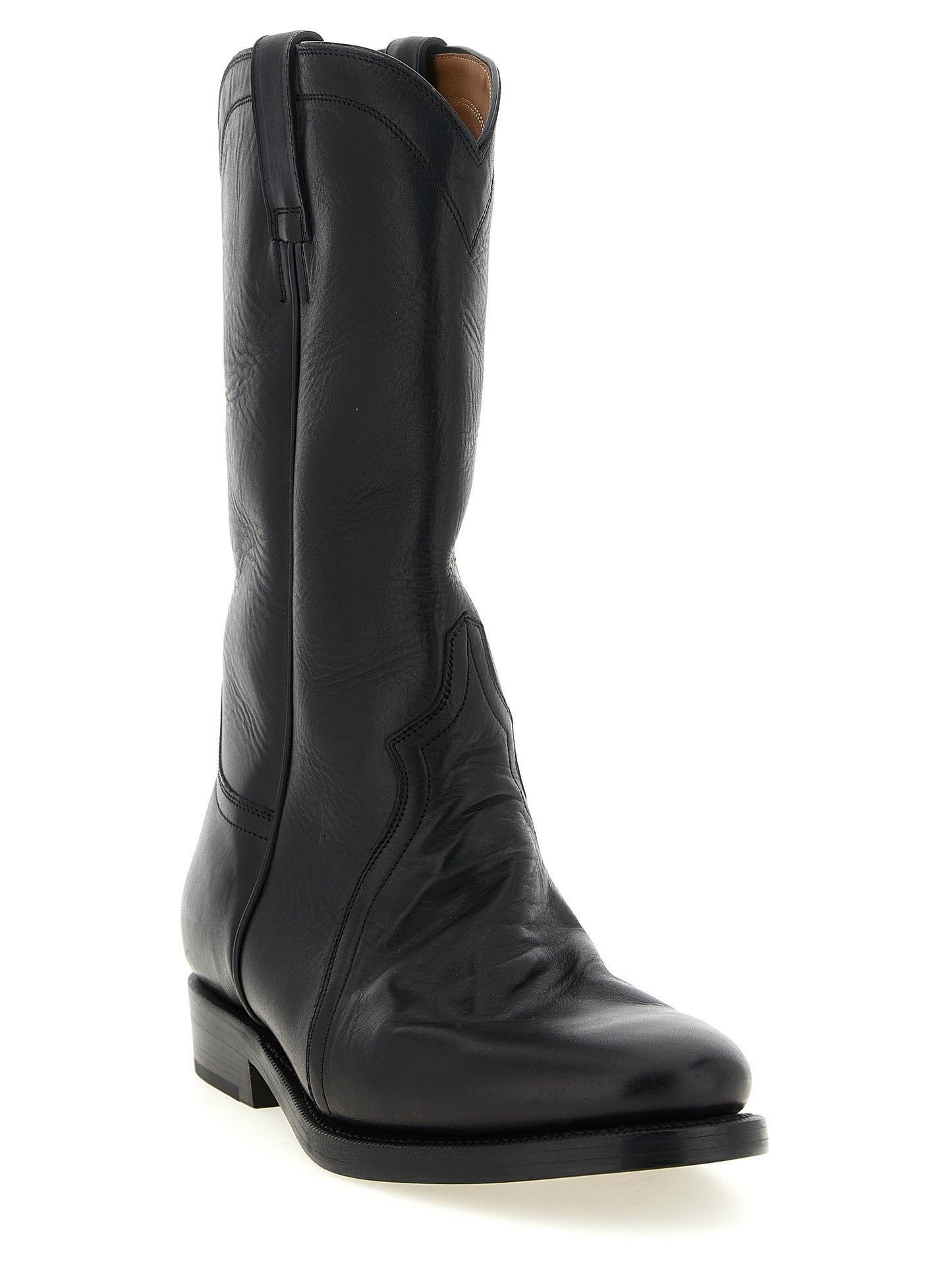 Black Calfskin Over The Knee