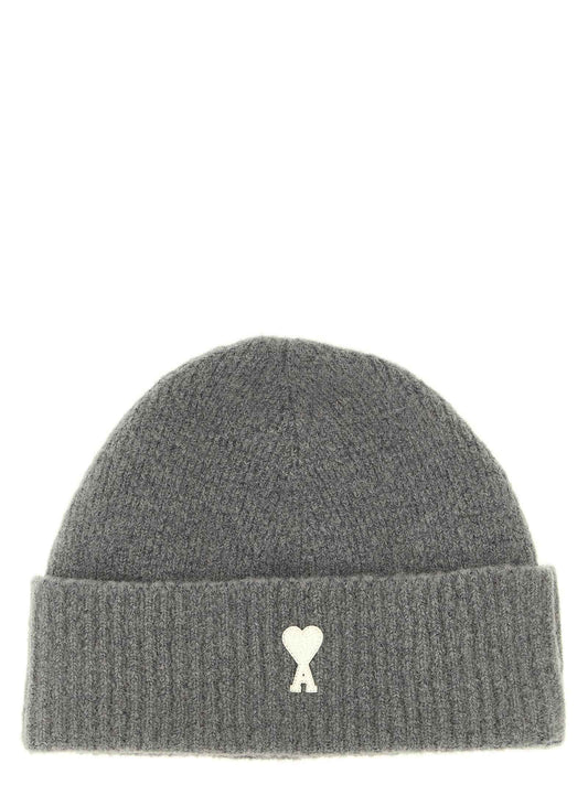Gray Alpaca Leather Beanie