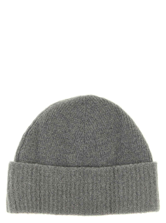 Gray Alpaca Leather Beanie