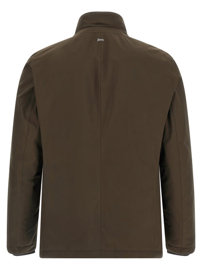 Brown Polyester Full-Length Jacket