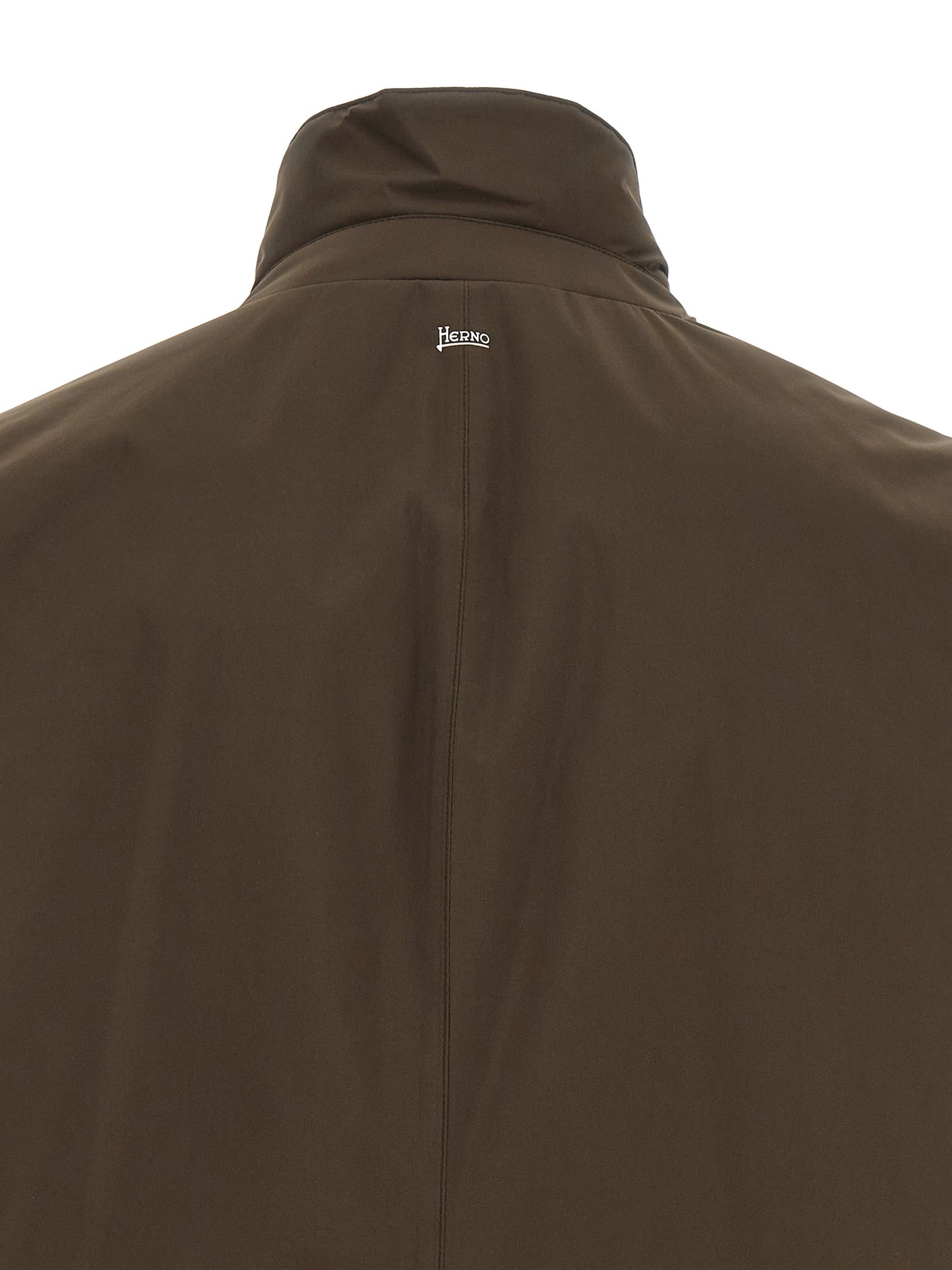 Brown Polyester Full-Length Jacket