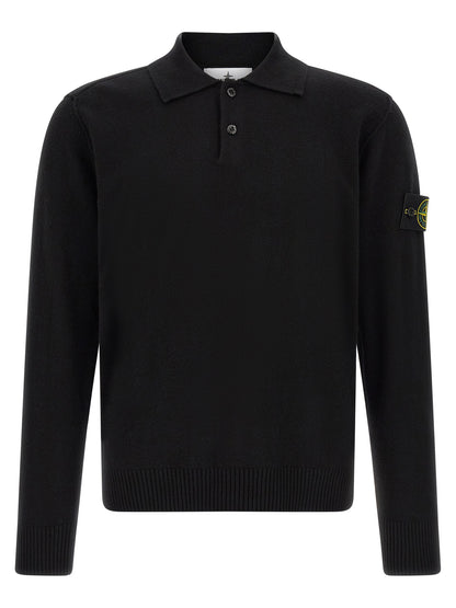Black Virgin Wool Polo Shirt