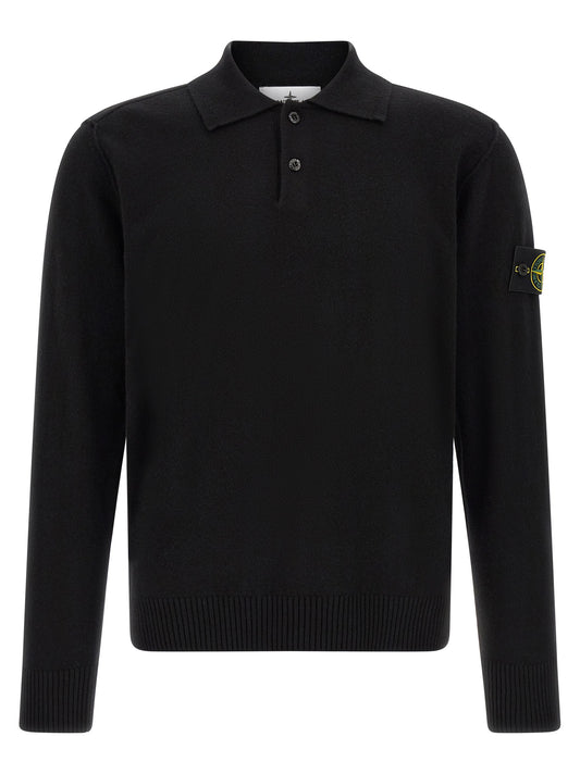 Black Virgin Wool Polo Shirt