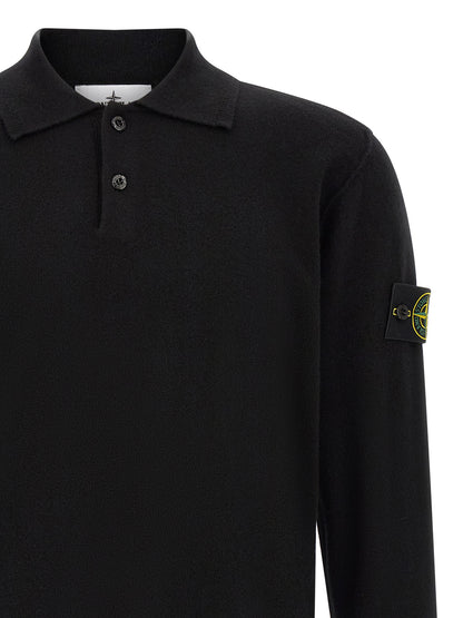 Black Virgin Wool Polo Shirt