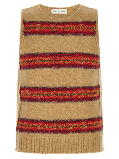 Beige Wool Sleeveles Sweater