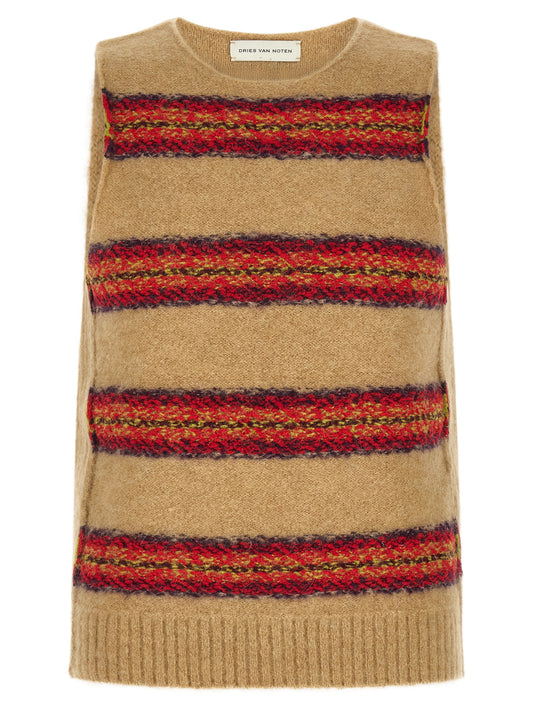 Beige Wool Sleeveles Sweater