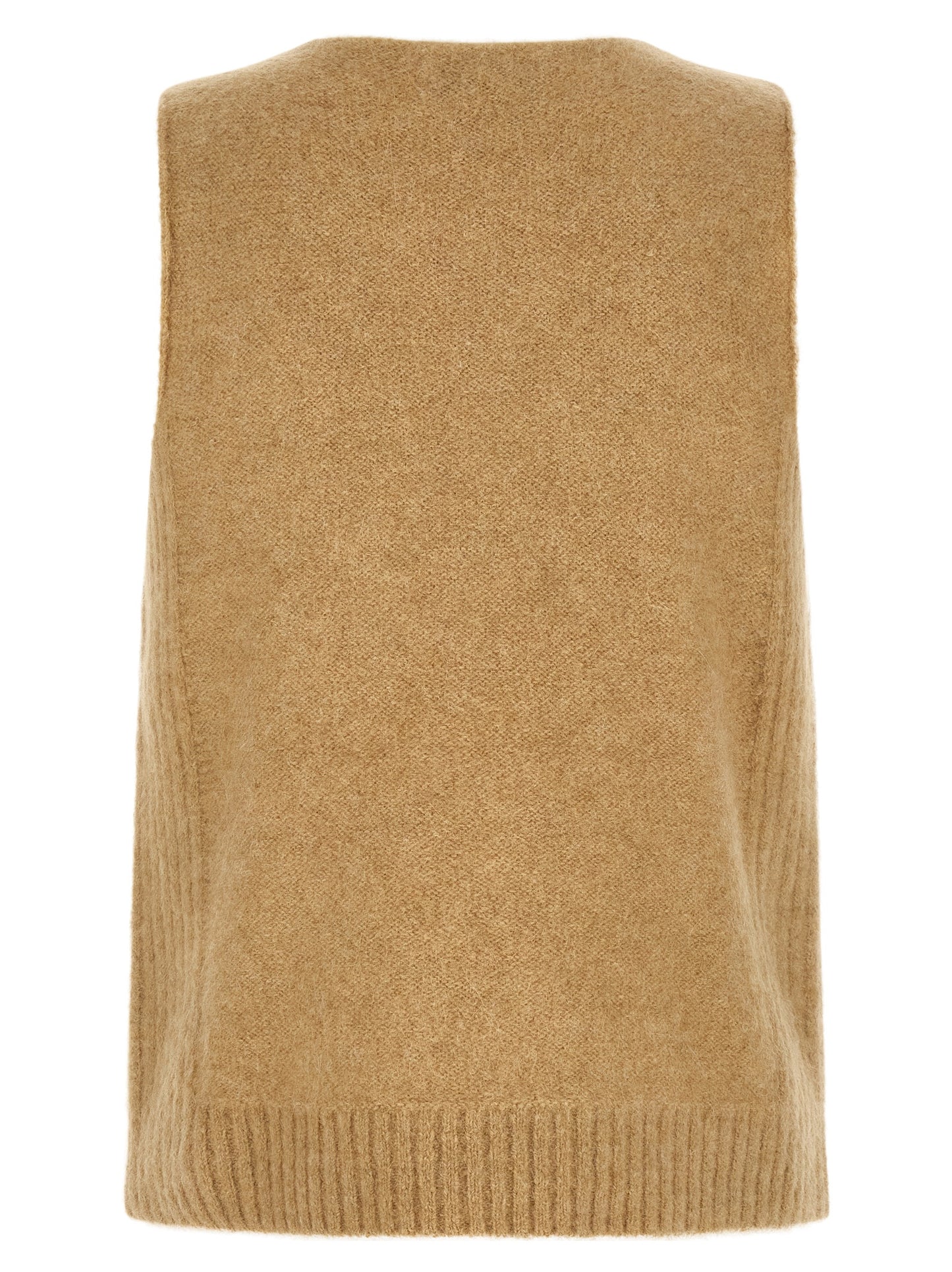 Beige Wool Sleeveles Sweater