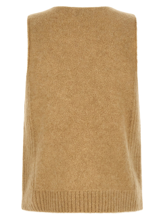 Beige Wool Sleeveles Sweater