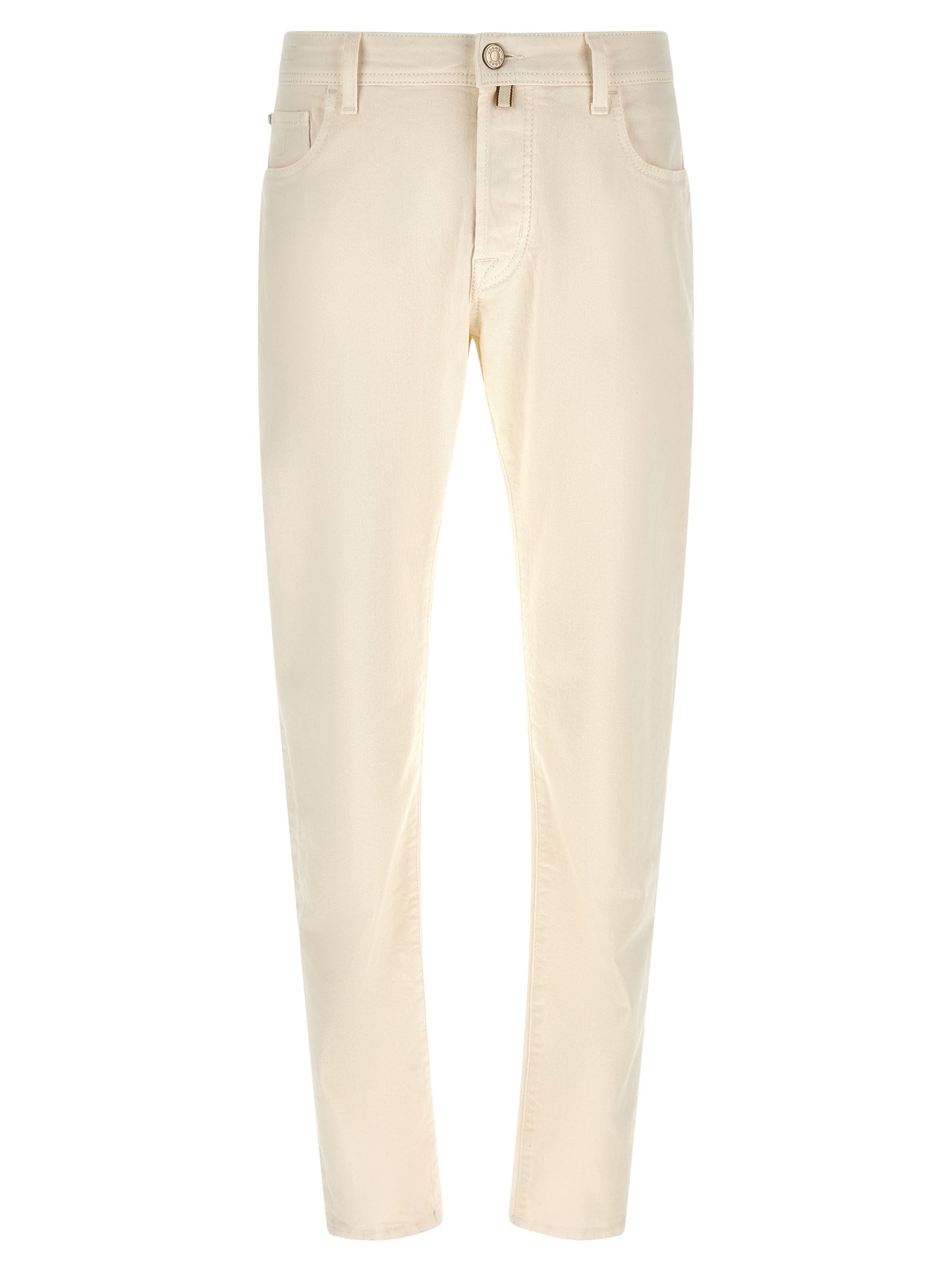 White Cotton Tapered Jeans