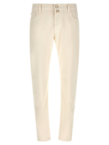 White Cotton Tapered Jeans