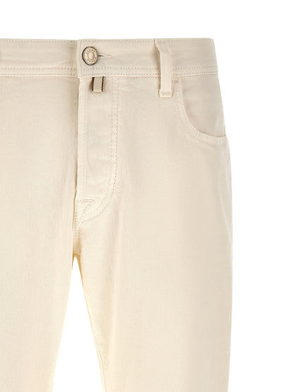 White Cotton Tapered Jeans