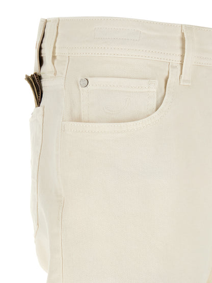 White Cotton Tapered Jeans