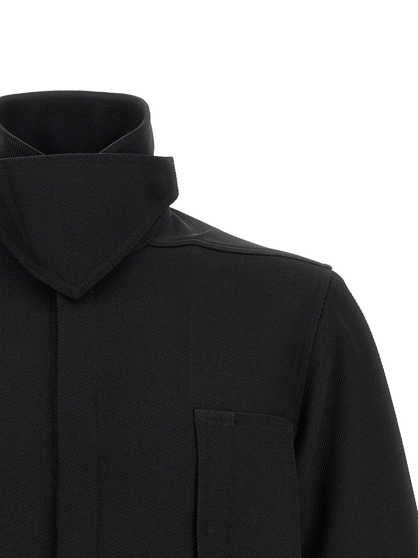 Black Cotton Full-Length Jacket