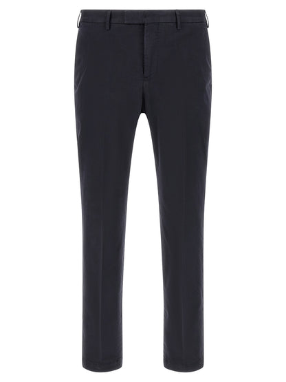 Blue Cotton Casual Pants