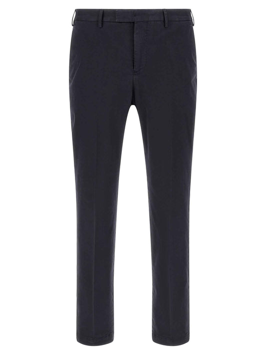 Blue Cotton Casual Pants