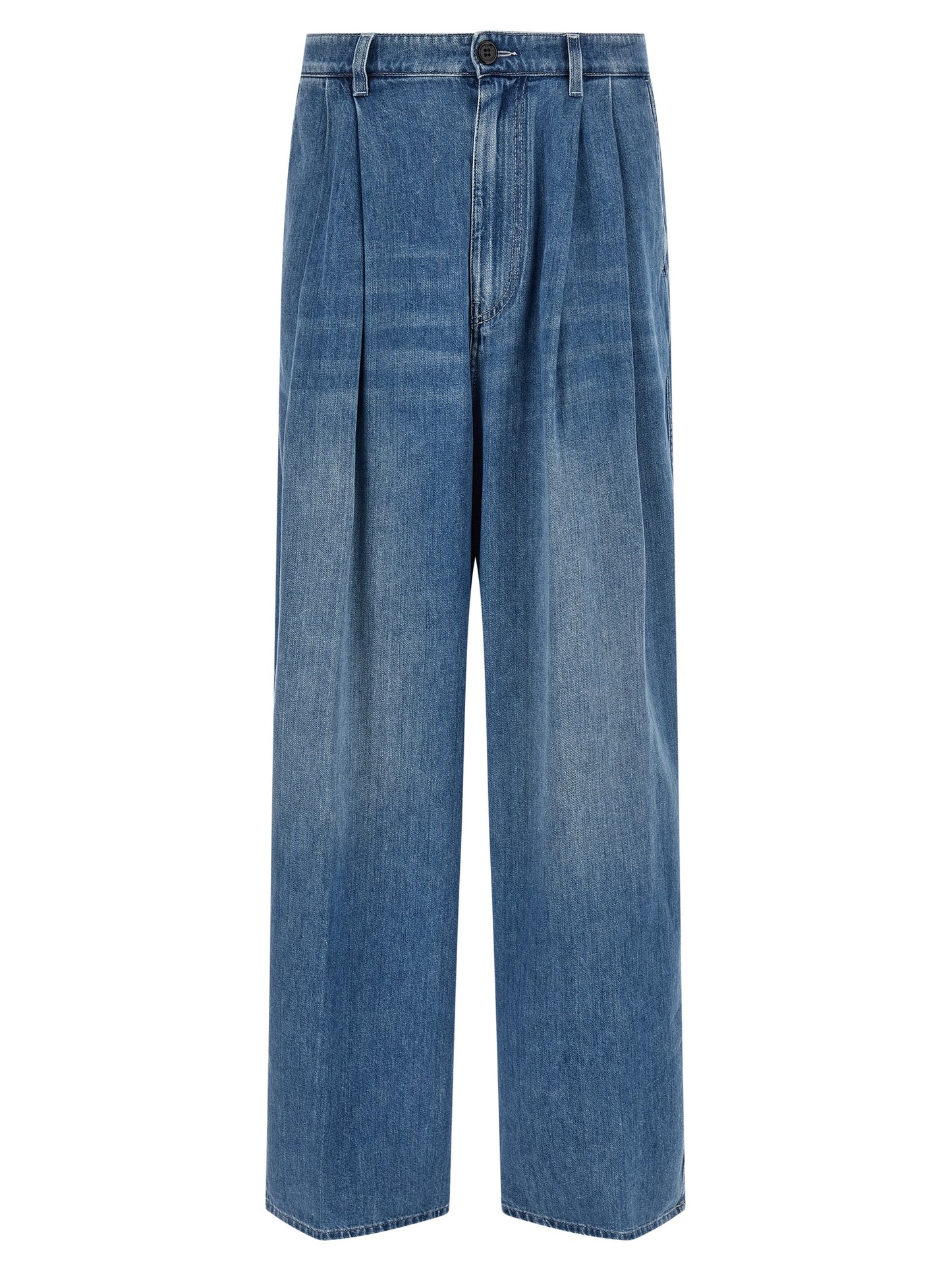 Blue Cotton High-Waisted Jean