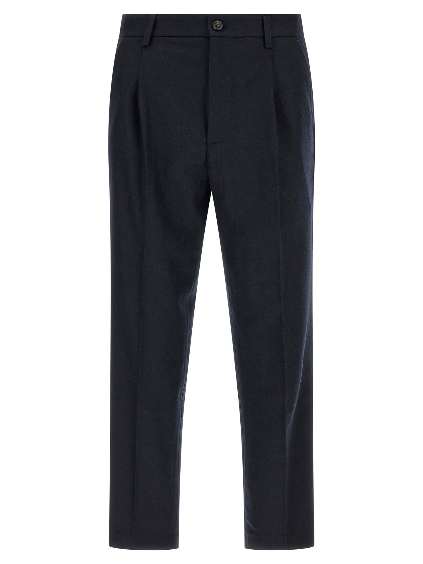 Blue Wool Casual Pants