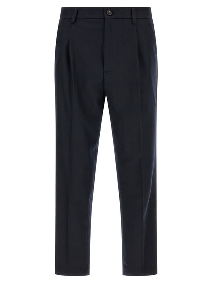 Blue Wool Casual Pants