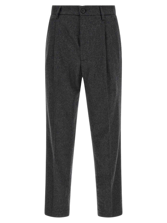 Gray Wool Casual Pants