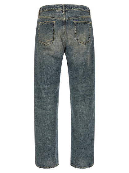 Blue Cotton Straight-Leg Jeans