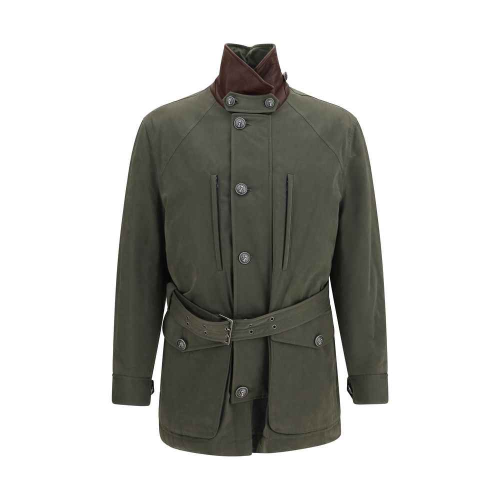 Bicolor Cotton Full-Length Jacket