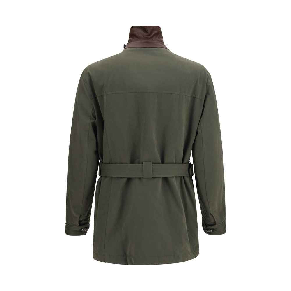 Bicolor Cotton Full-Length Jacket