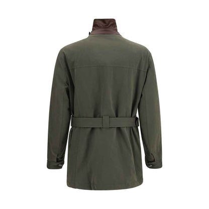 Bicolor Cotton Full-Length Jacket