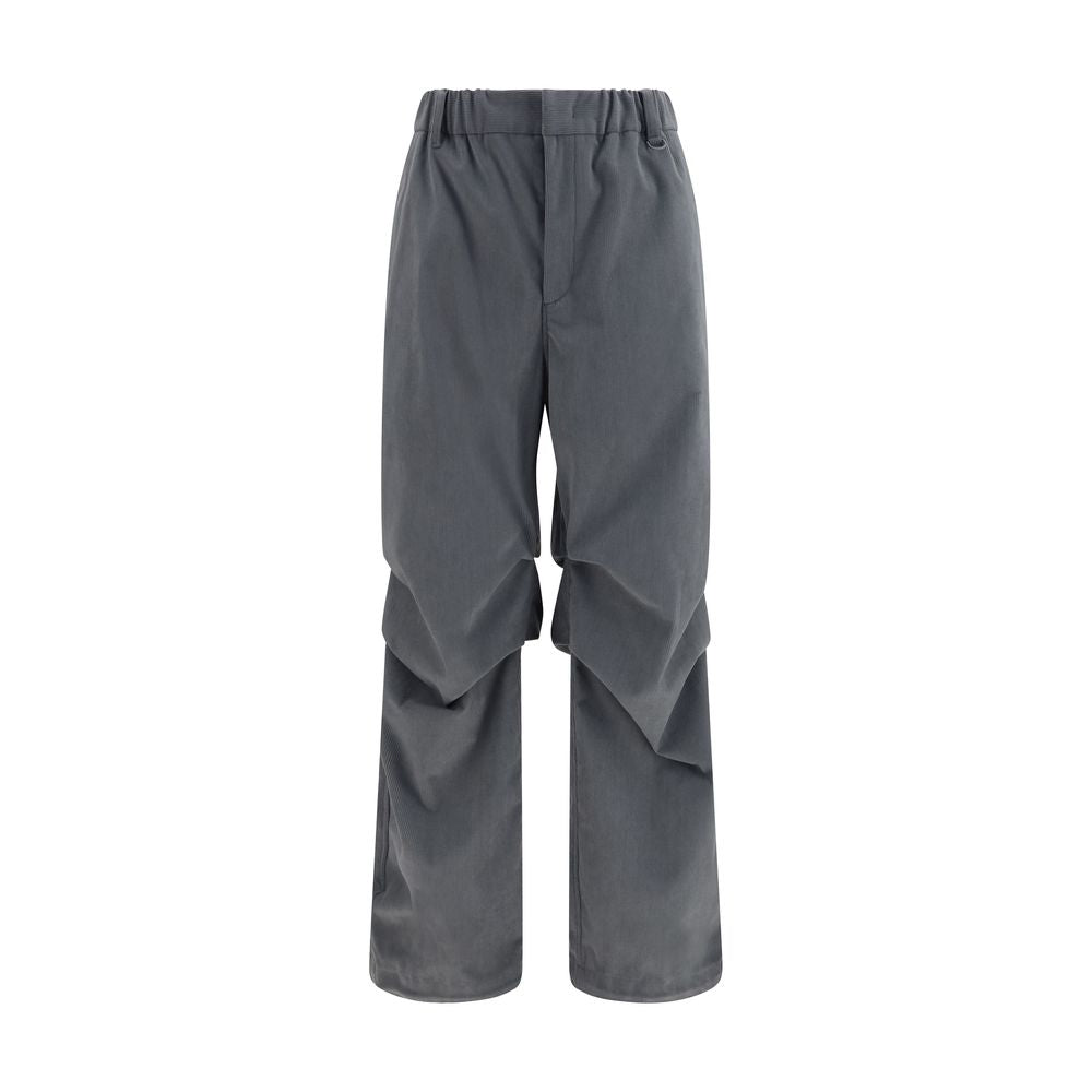 Gray Polyester Casual Pants
