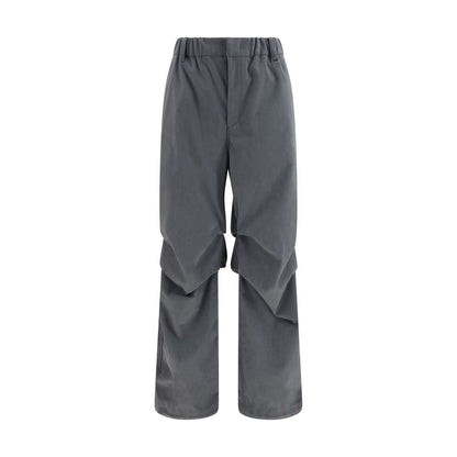 Gray Polyester Casual Pants