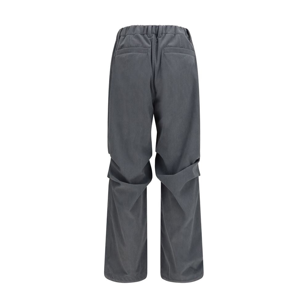 Gray Polyester Casual Pants