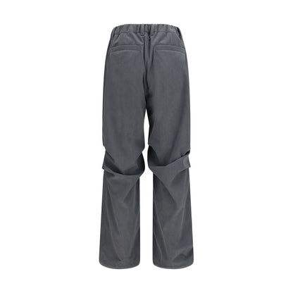 Gray Polyester Casual Pants