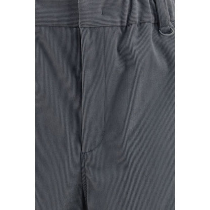 Gray Polyester Casual Pants