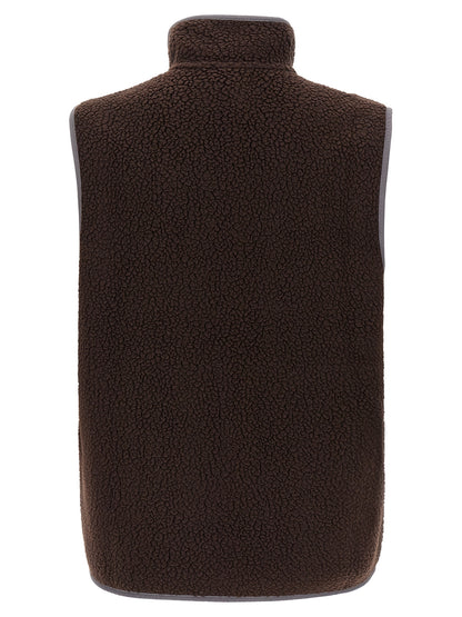 Brown Polyester Sleeveless Jacket
