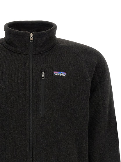 Black Polyester Full-Length Jacket
