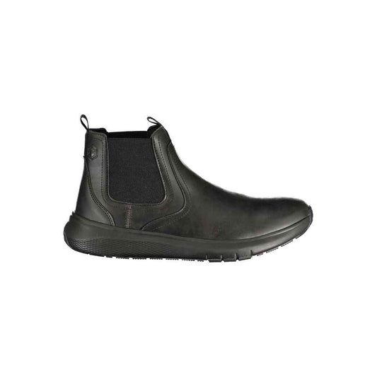Black Polyester Ankle Boots