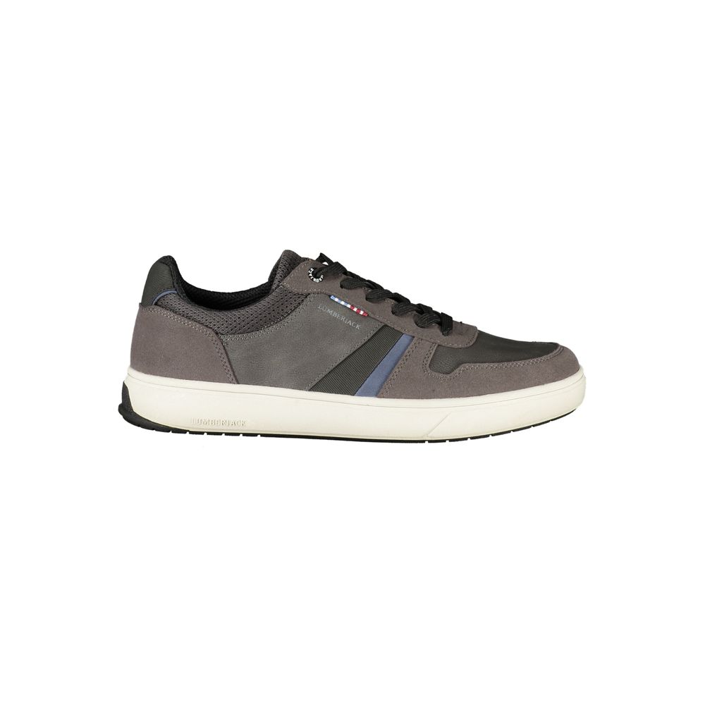 Gray Polyester Athletic Sneakers