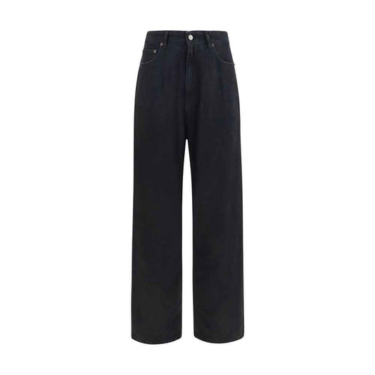 Black Cotton Straight-Leg Jeans