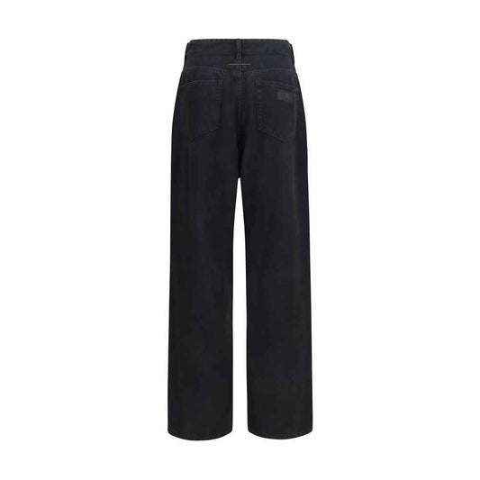 Black Cotton Straight-Leg Jeans