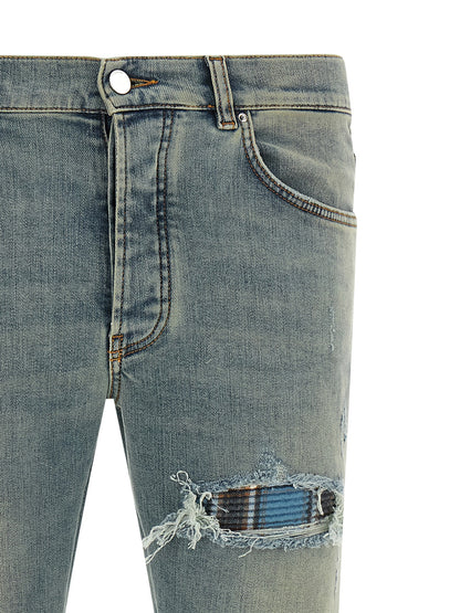 Blue Cotton Skinny Jeans