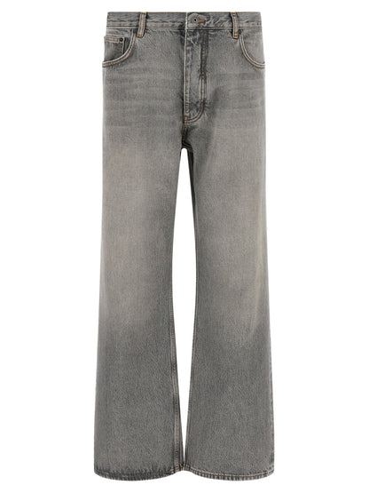 Gray Cotton Relaxed Fit Jeans
