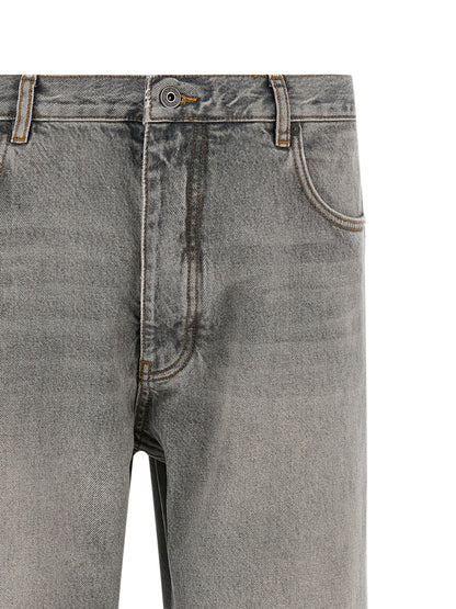 Gray Cotton Relaxed Fit Jeans