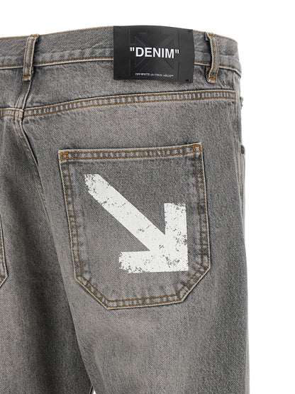Gray Cotton Relaxed Fit Jeans