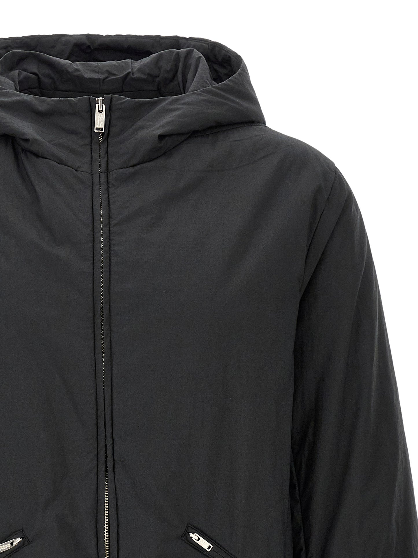 Black Cotton Full-Length Jacket
