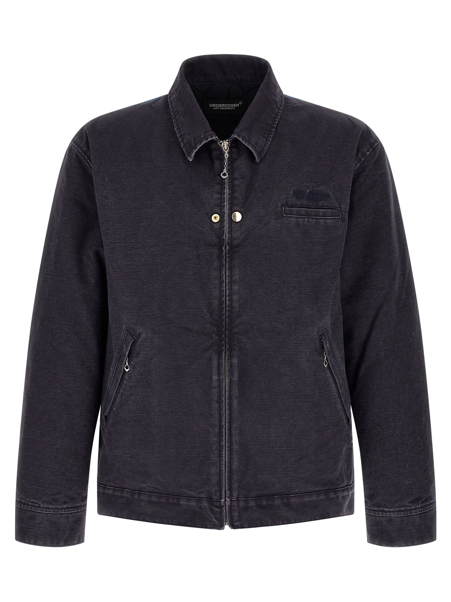 Blue Cotton Full-Length Jacket