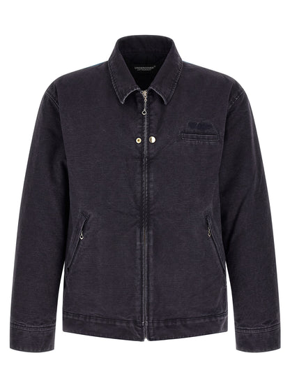 Blue Cotton Full-Length Jacket