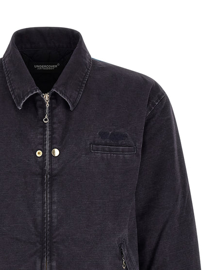 Blue Cotton Full-Length Jacket